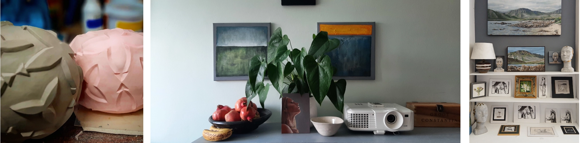 still-life photographs with close ups of art studio spaces