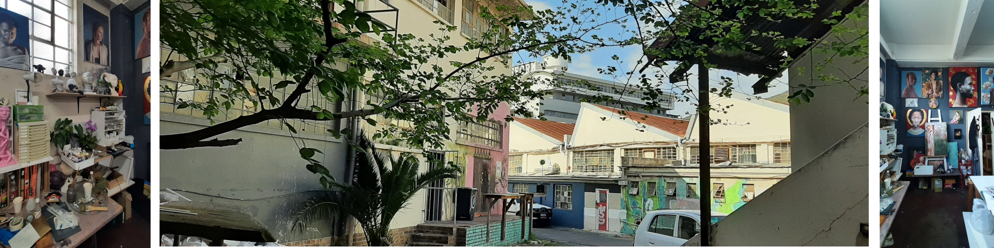Photographs of an art studio in Woodstock, Cape Town