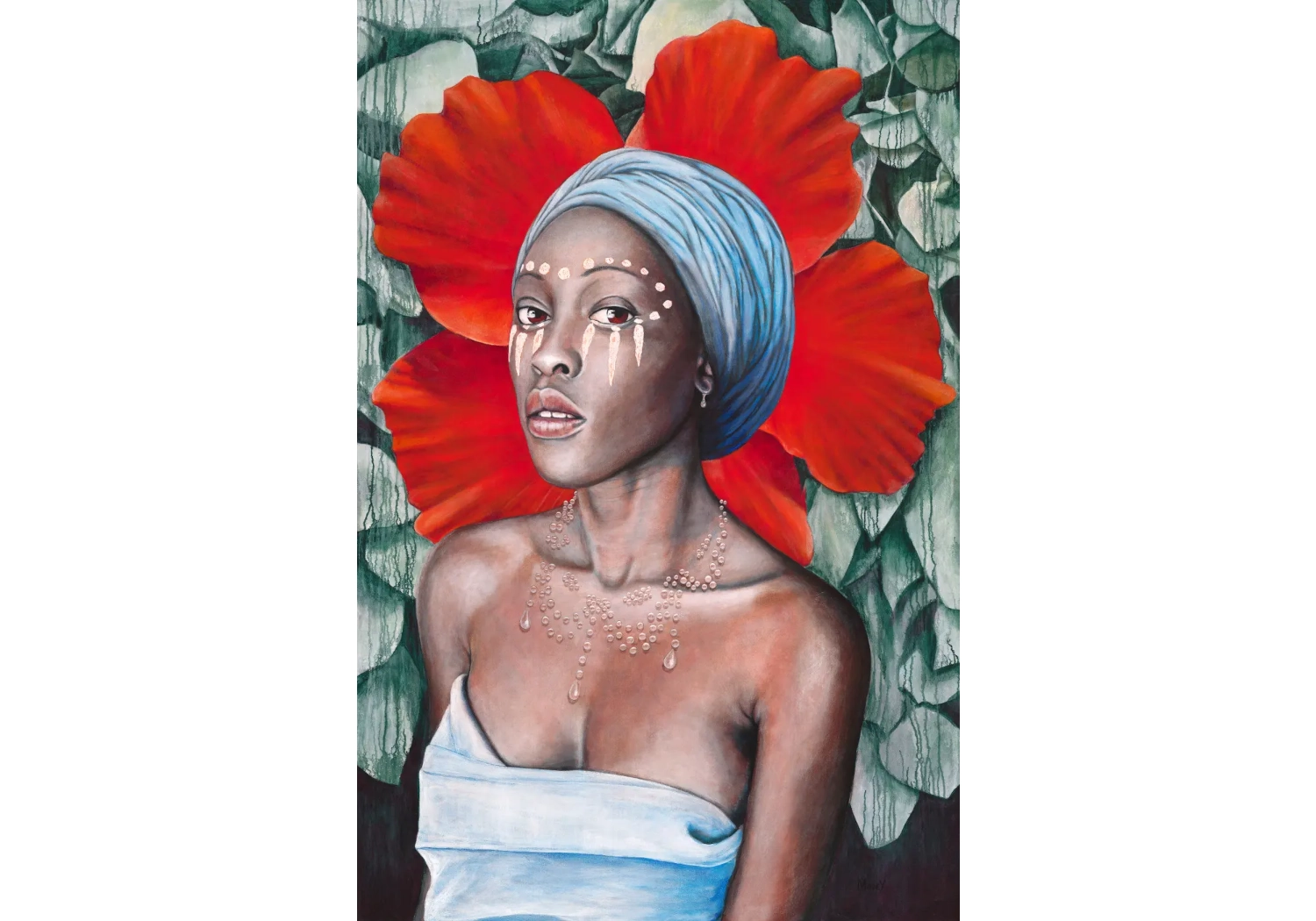 Portrait of Thelma with unfallen rain necklace