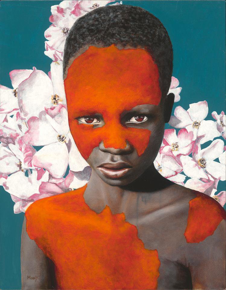 Omo Child with Red Paint and Roses