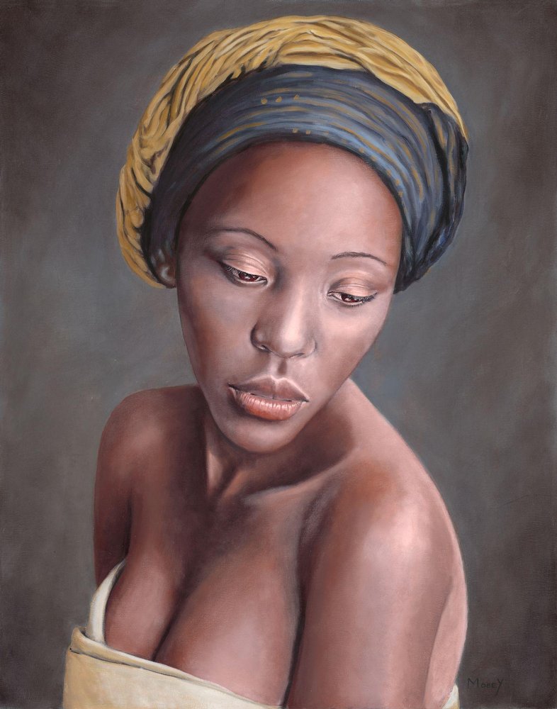 Thelma in a Blue and Gold Headscarf